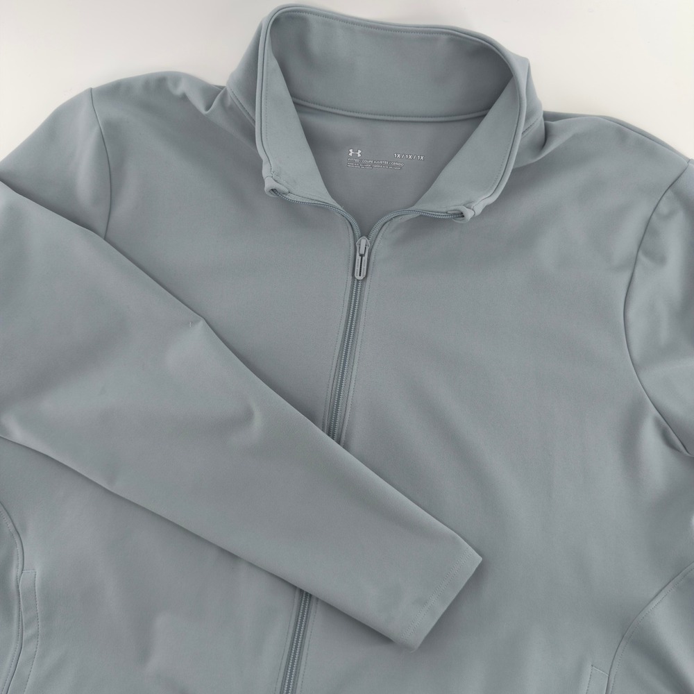 Under Armour Womens‎ Full Zip Track Jacket Gray Fitted Mock Neck 1X